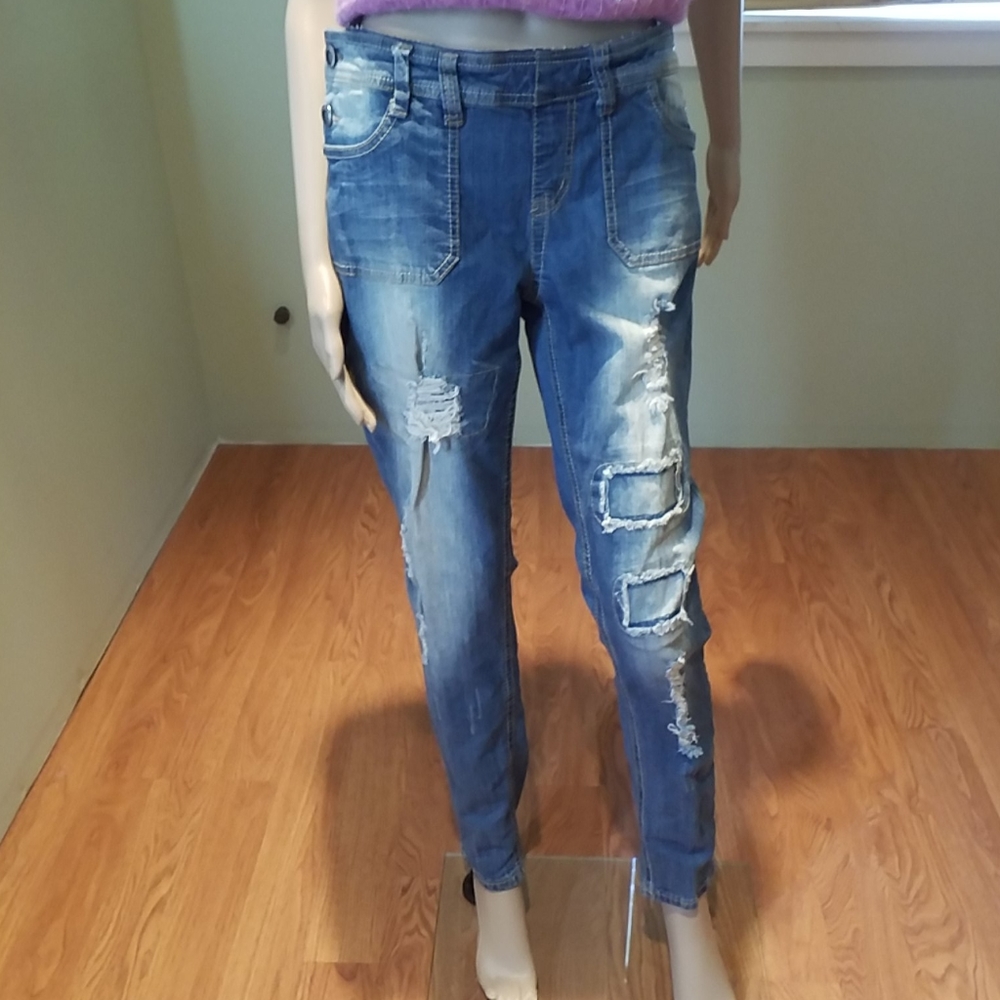 Hot Kiss Ava Overall Distressed Jeans Size 13
